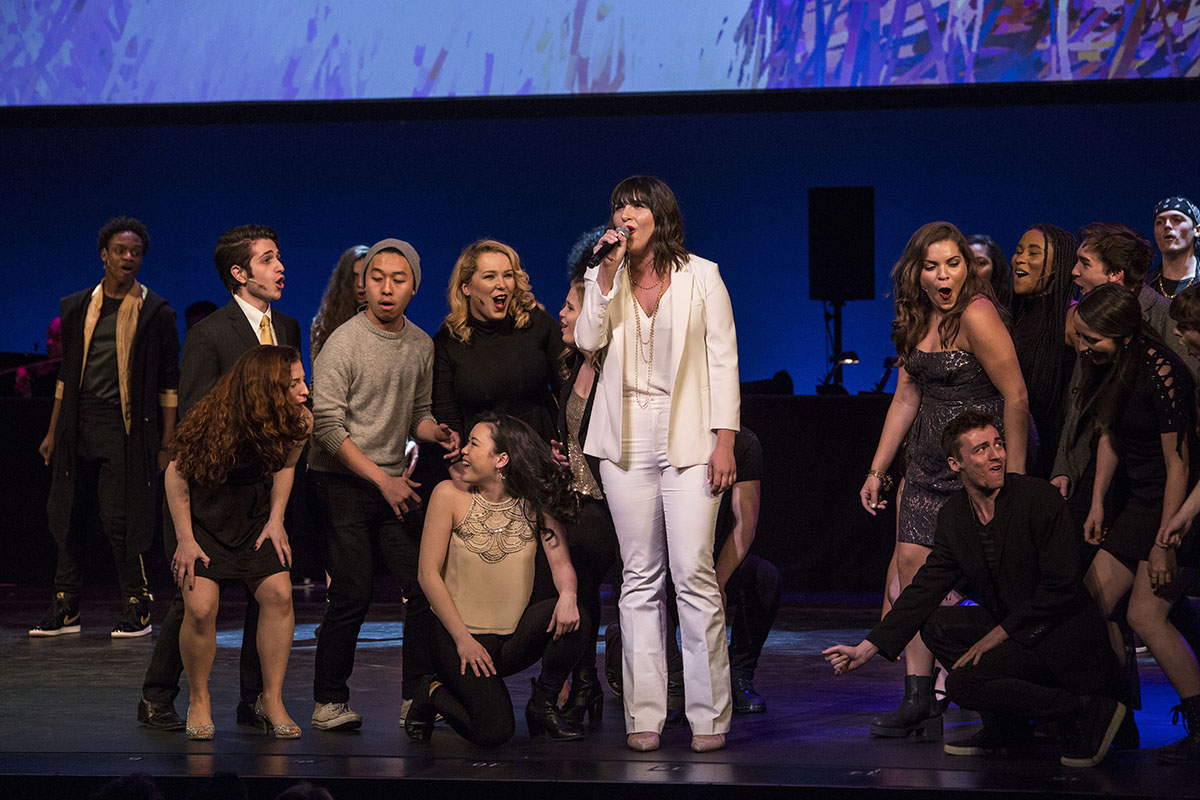 Emily Warren '15 performs with students at the 2016 Tisch Gala. Photo Credit: NYU Photo Bureau